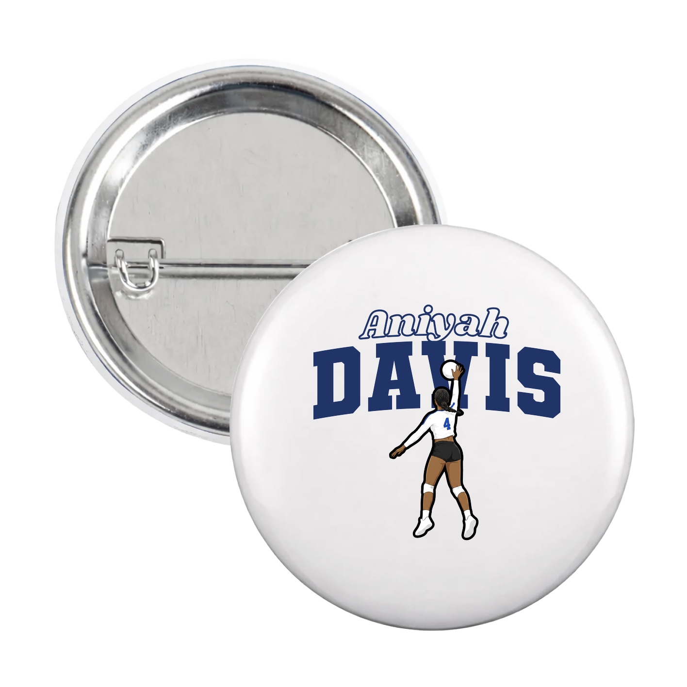 Game Day Button — Name Arch in White