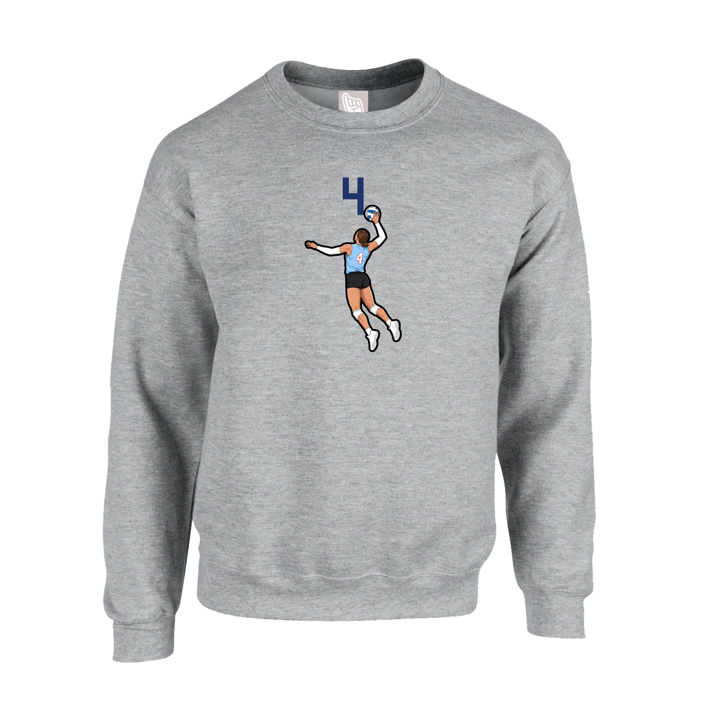 Fleece Crew — Number Top in Grey