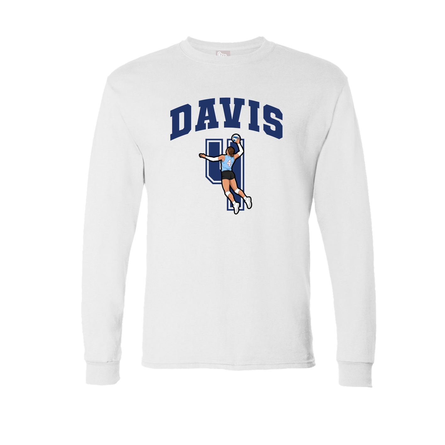 Long Sleeve Tee — Number in White