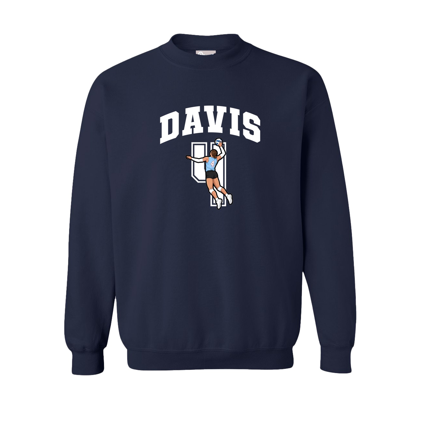 Fleece Crew — Number in Navy