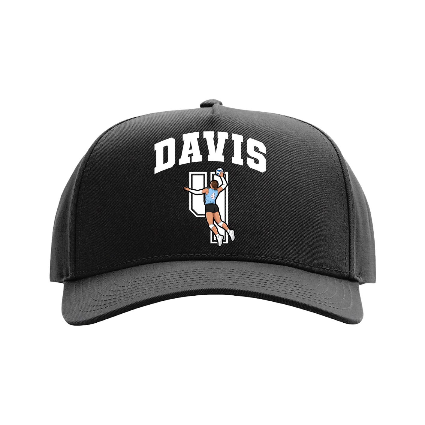 Full Fabric Five-Panel Champ Cap — Number in Black