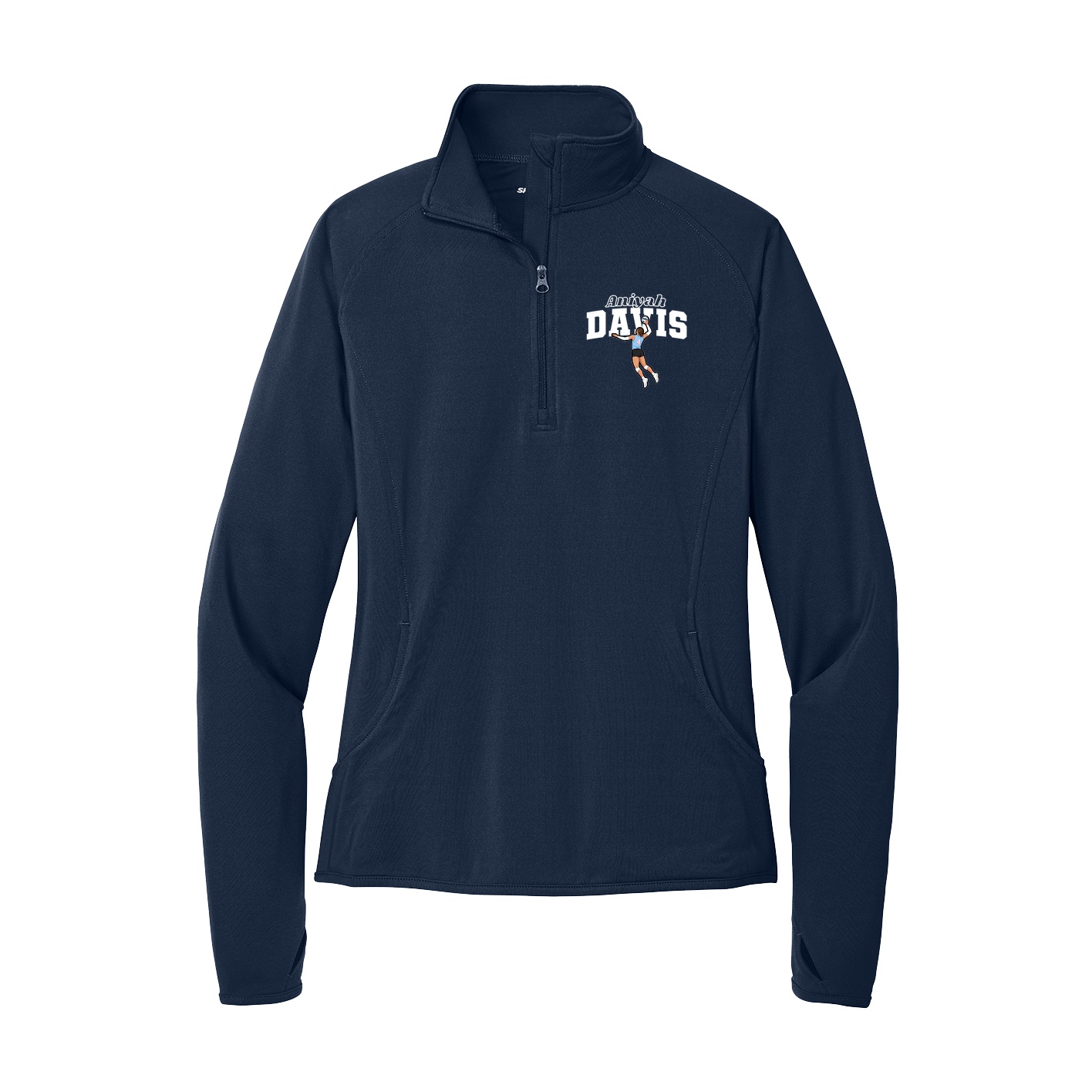 Women's Q-Zip Pullover — Name Arch in Navy
