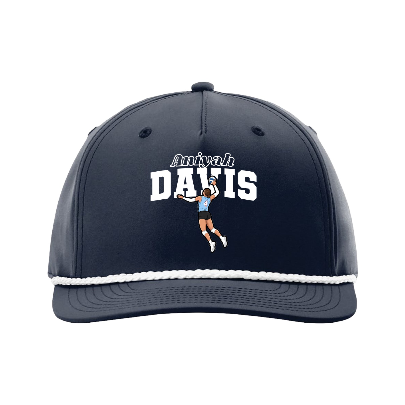 Five-Panel Classic Rope Cap — Name Arch in Navy