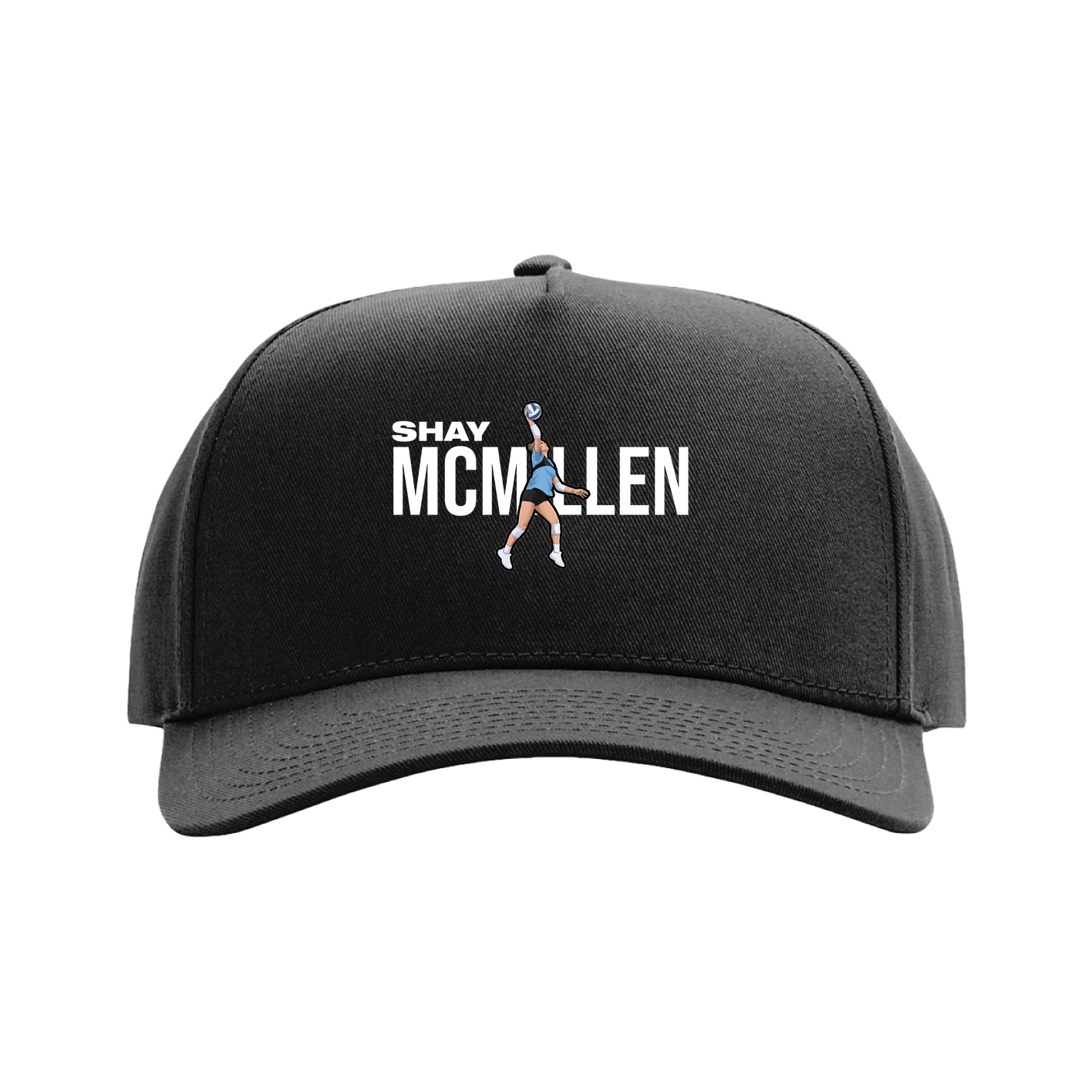 Full Fabric Five-Panel Champ Cap — Player Name in Black