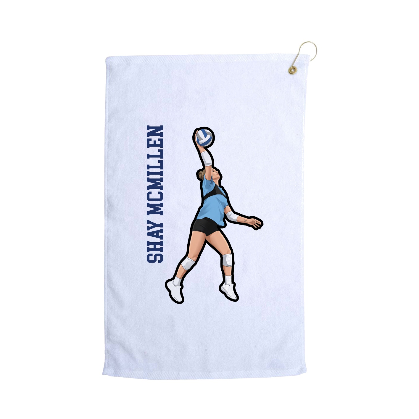Golf Towel — Name Vertical in White