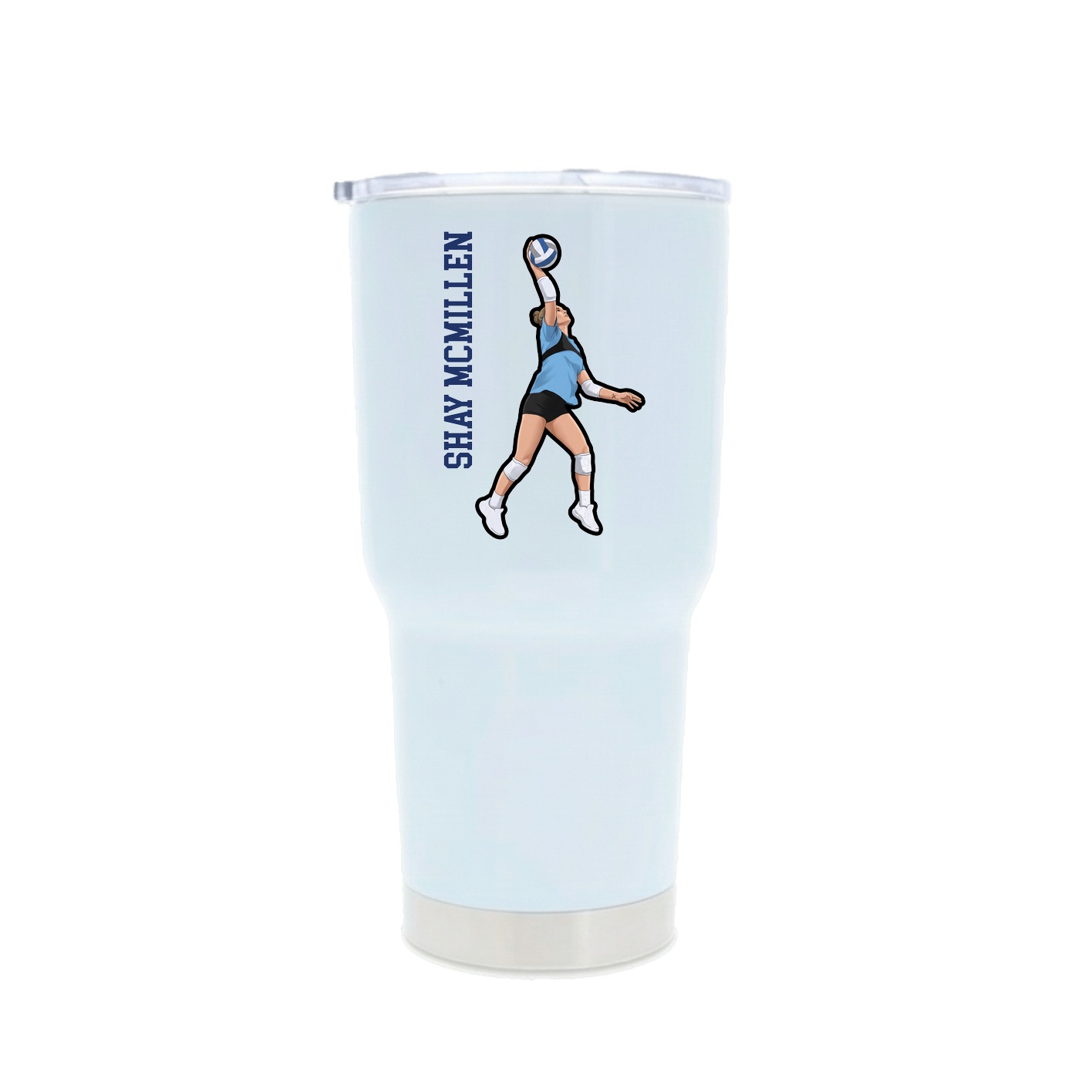 30oz Stainless Steel Tumbler — Name Vertical in White