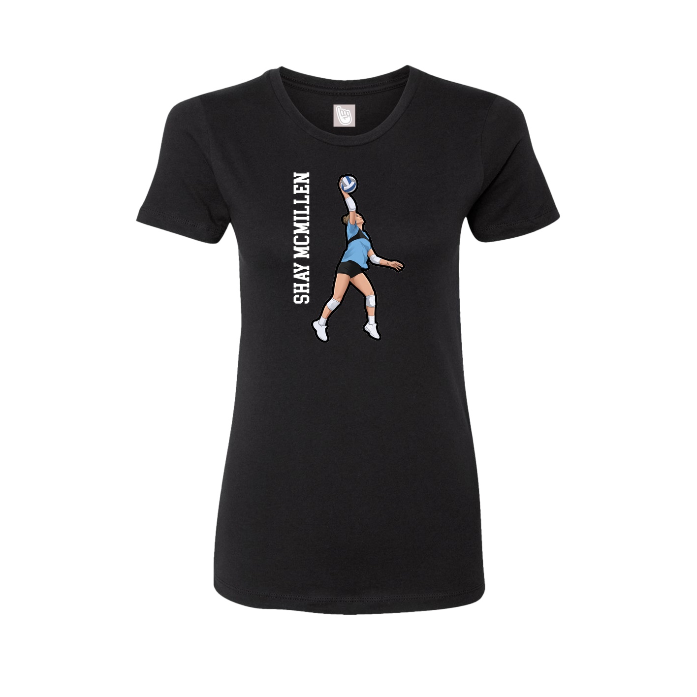Fitted Women's Tee — Name Vertical in Black
