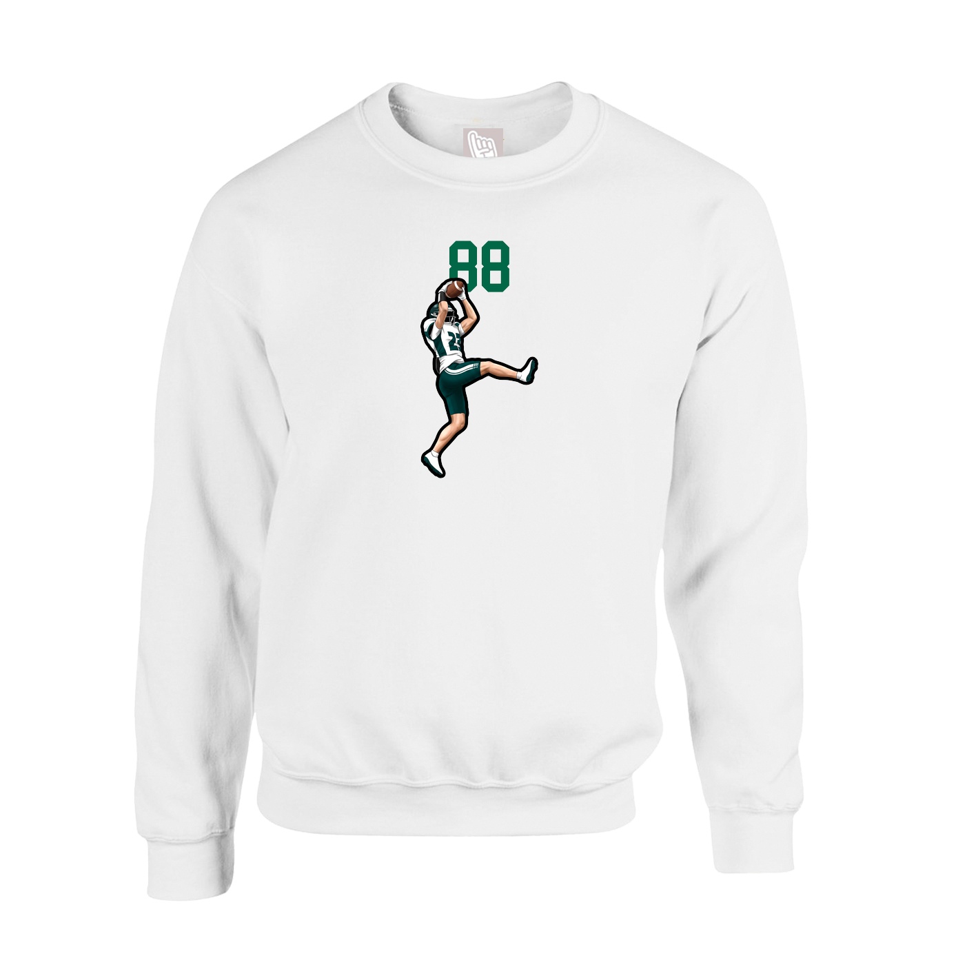 Fleece Crew — Number Top in White