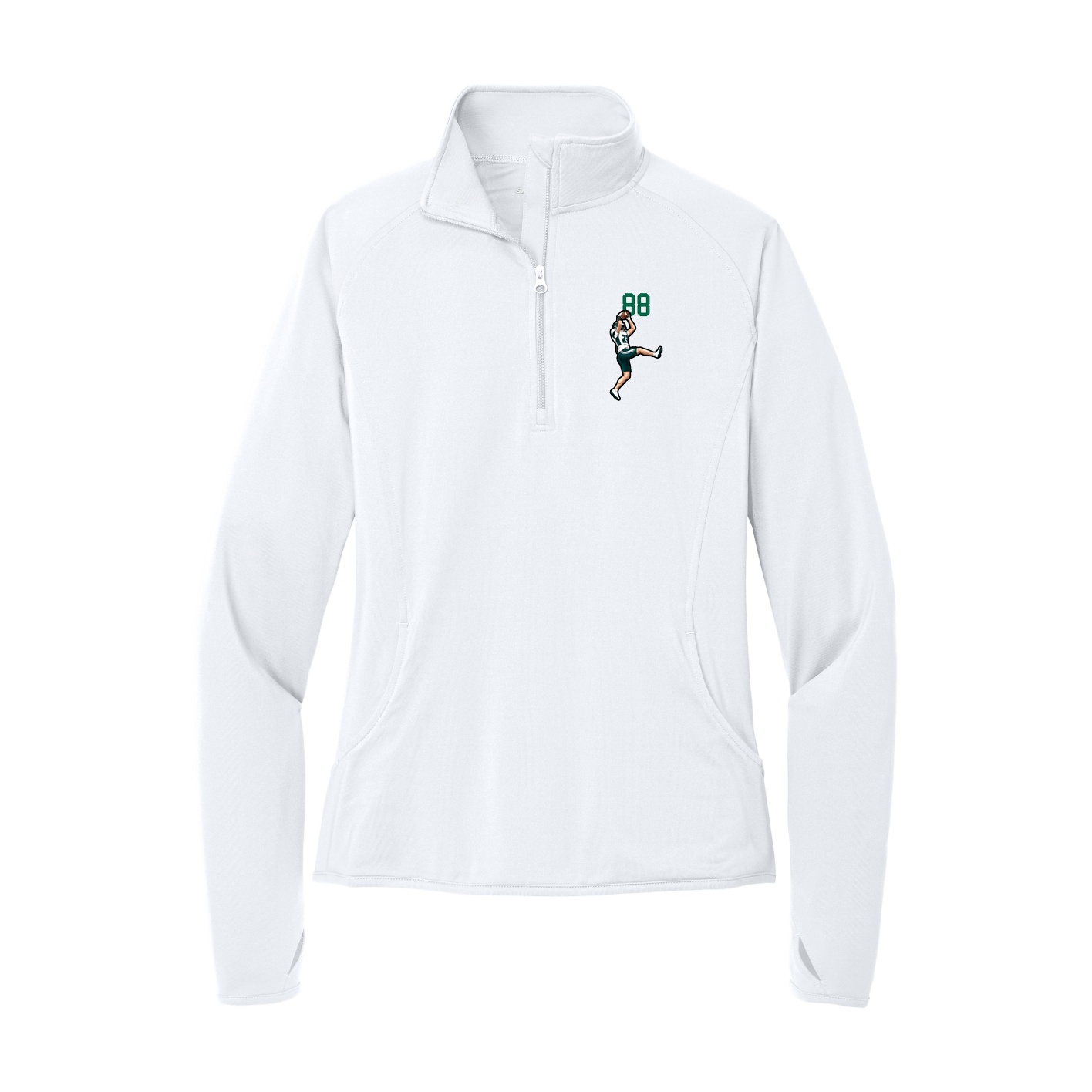 Women's Q-Zip Pullover — Number Top in White