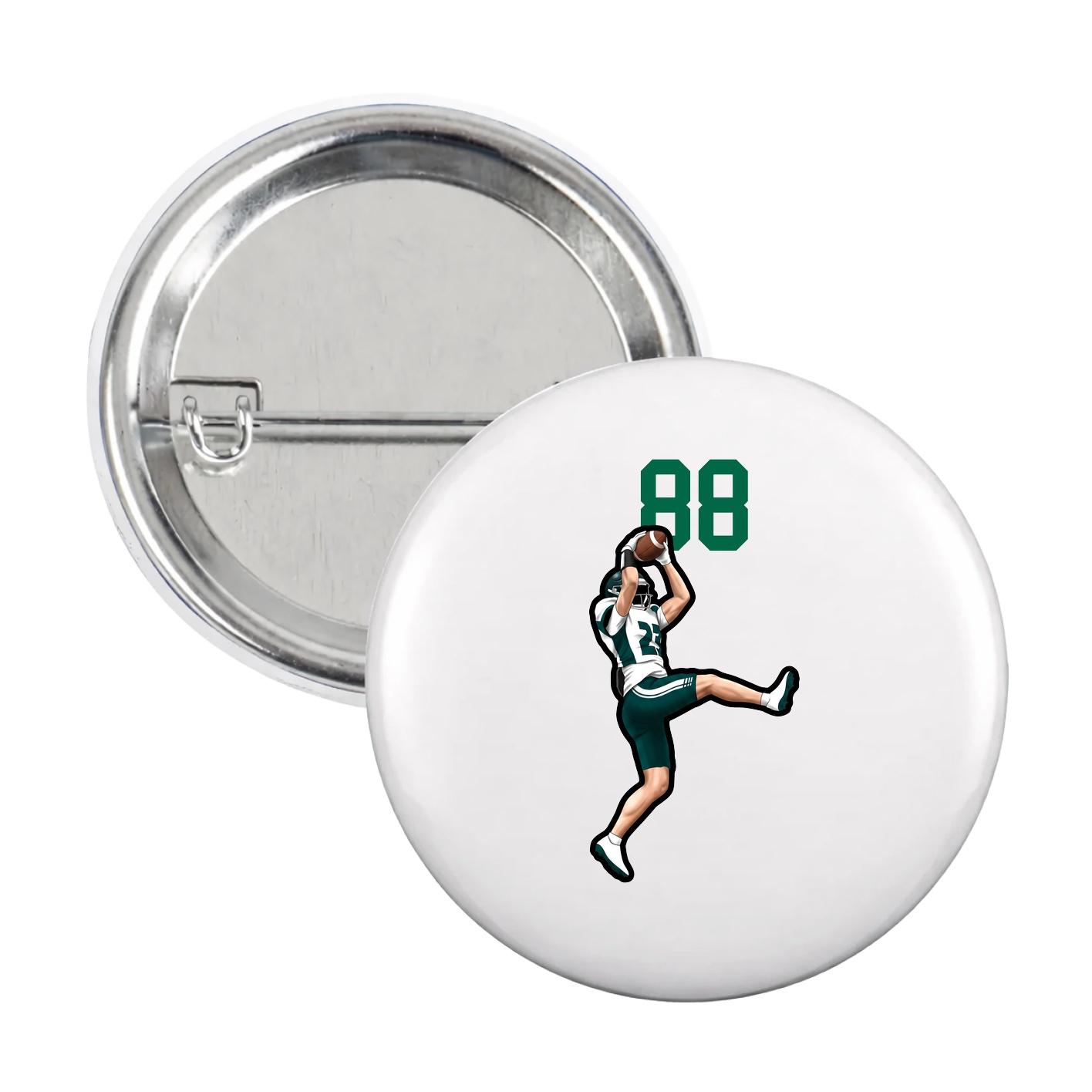 Game Day Button — Number Top in White