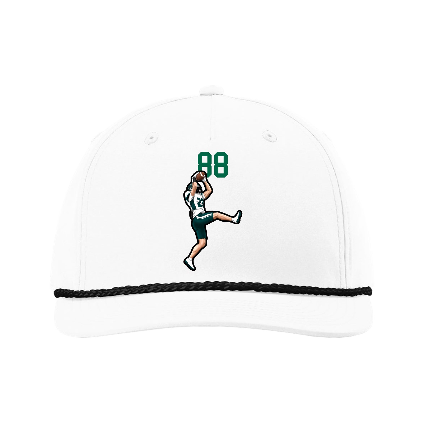 Five-Panel Classic Rope Cap — Number Top in White