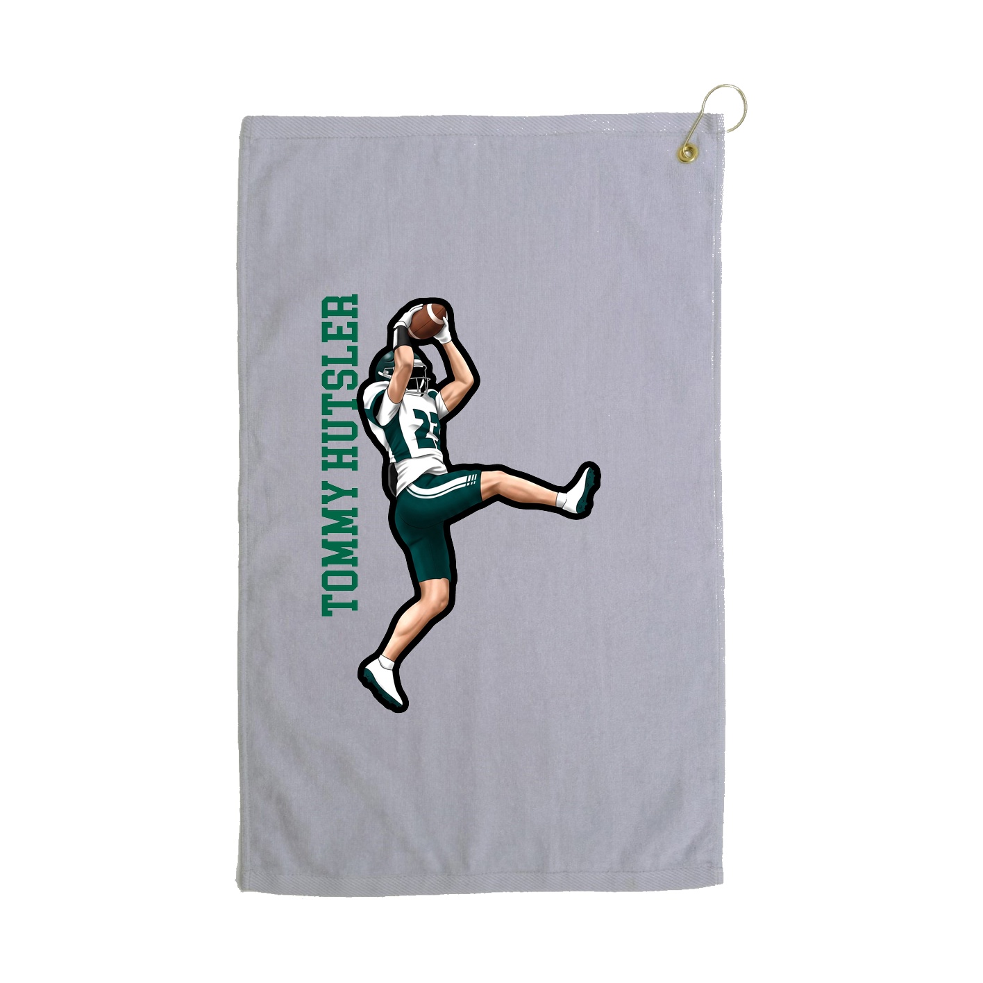 Golf Towel — Name Vertical in Grey