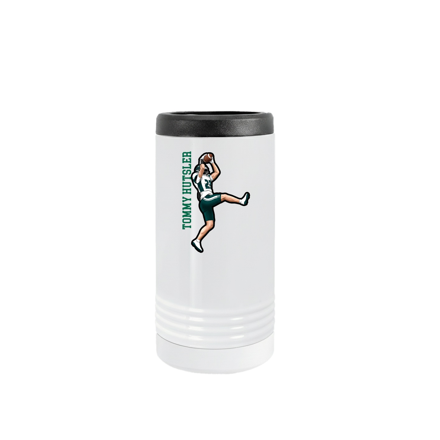 Slim Beverage Holder — Name Vertical in White