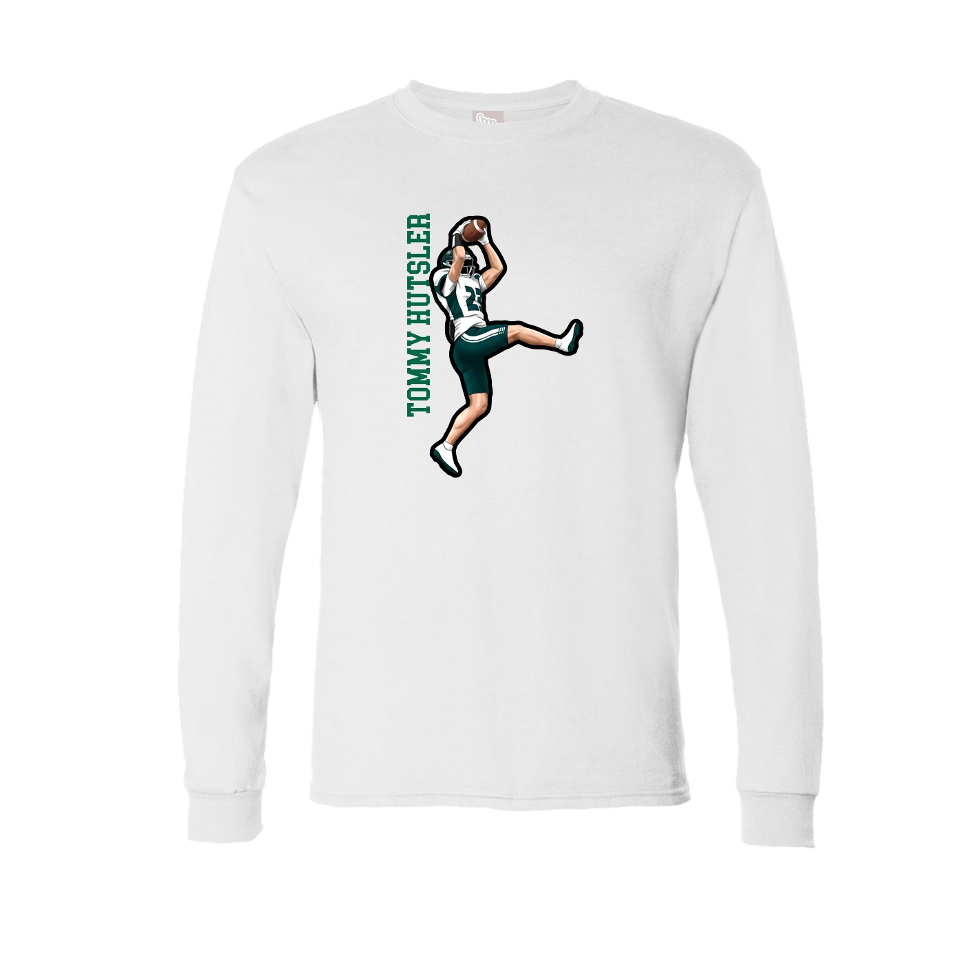 Long Sleeve Tee — Name Vertical in White