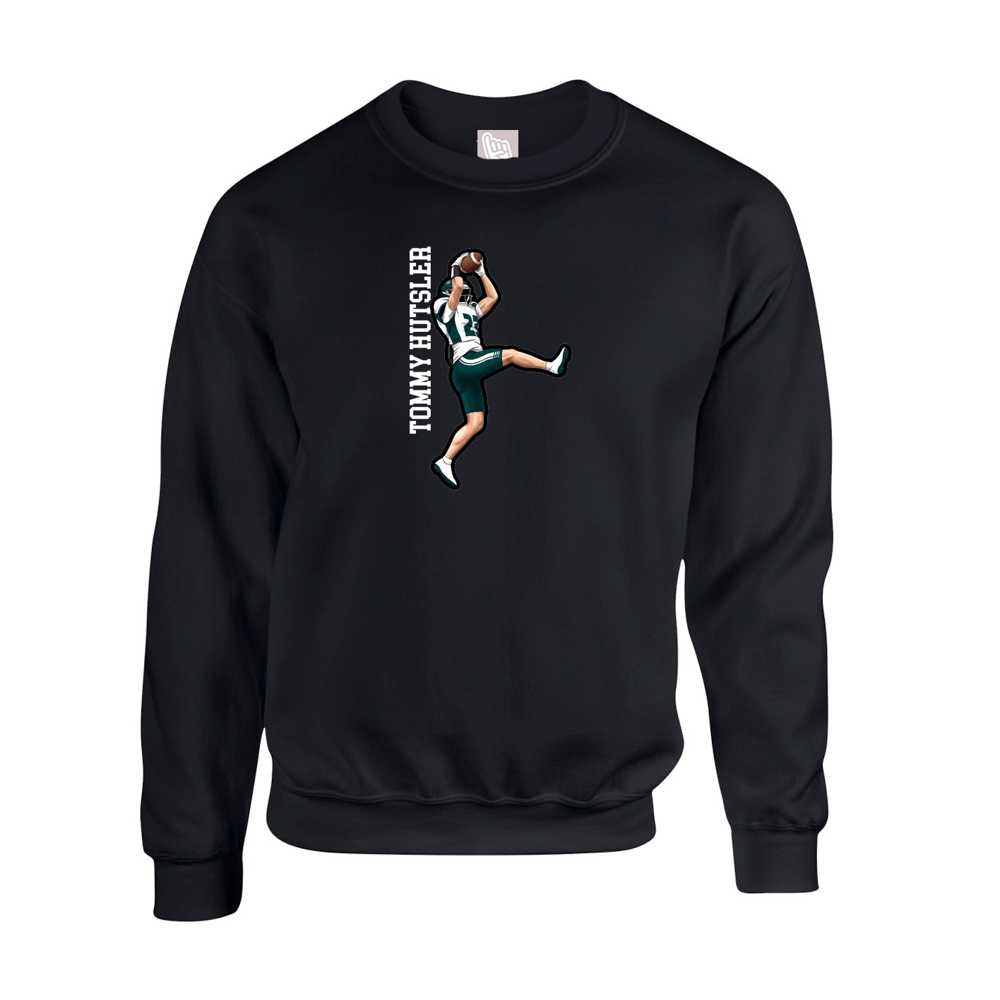 Fleece Crew — Name Vertical in Black