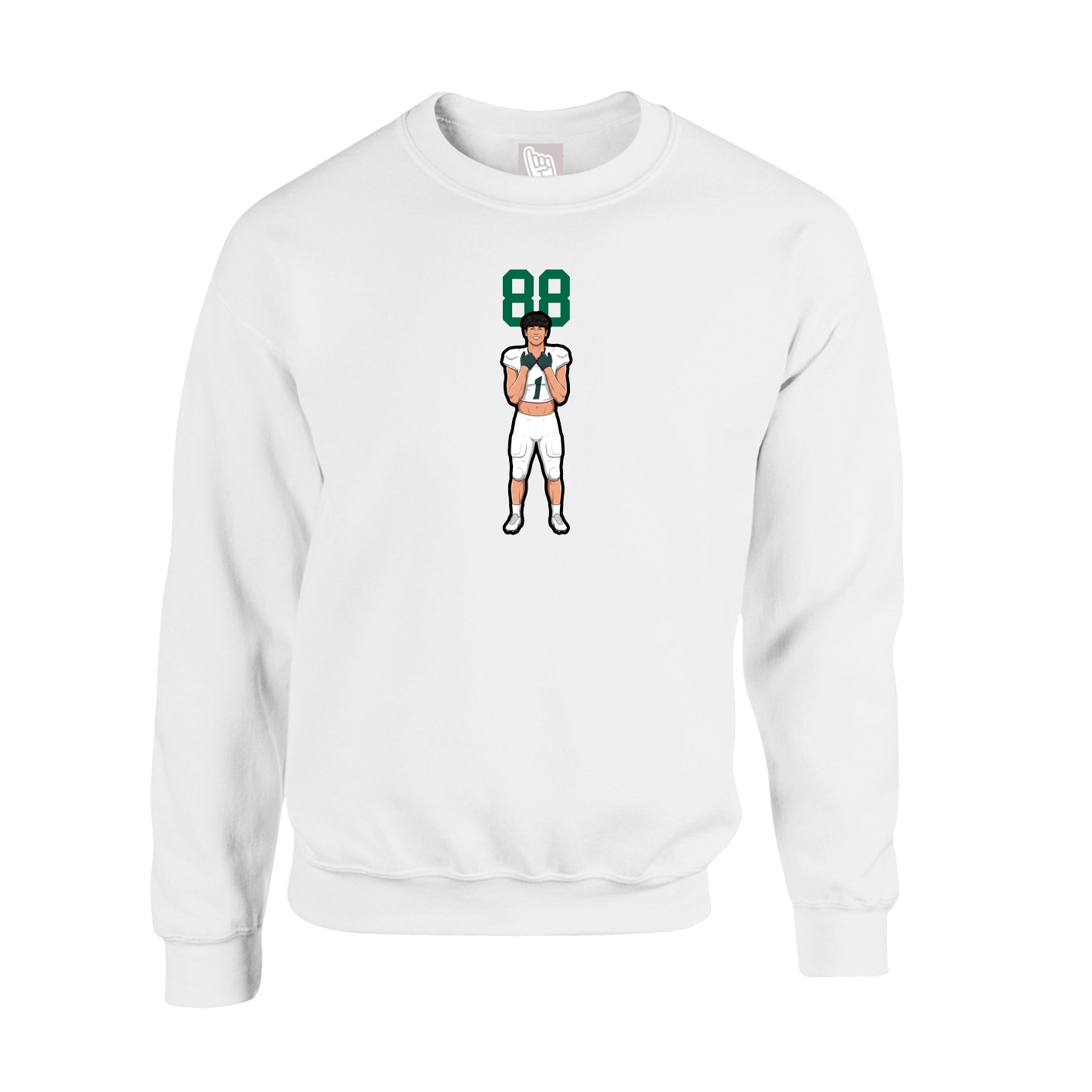 Fleece Crew — Number Top in White