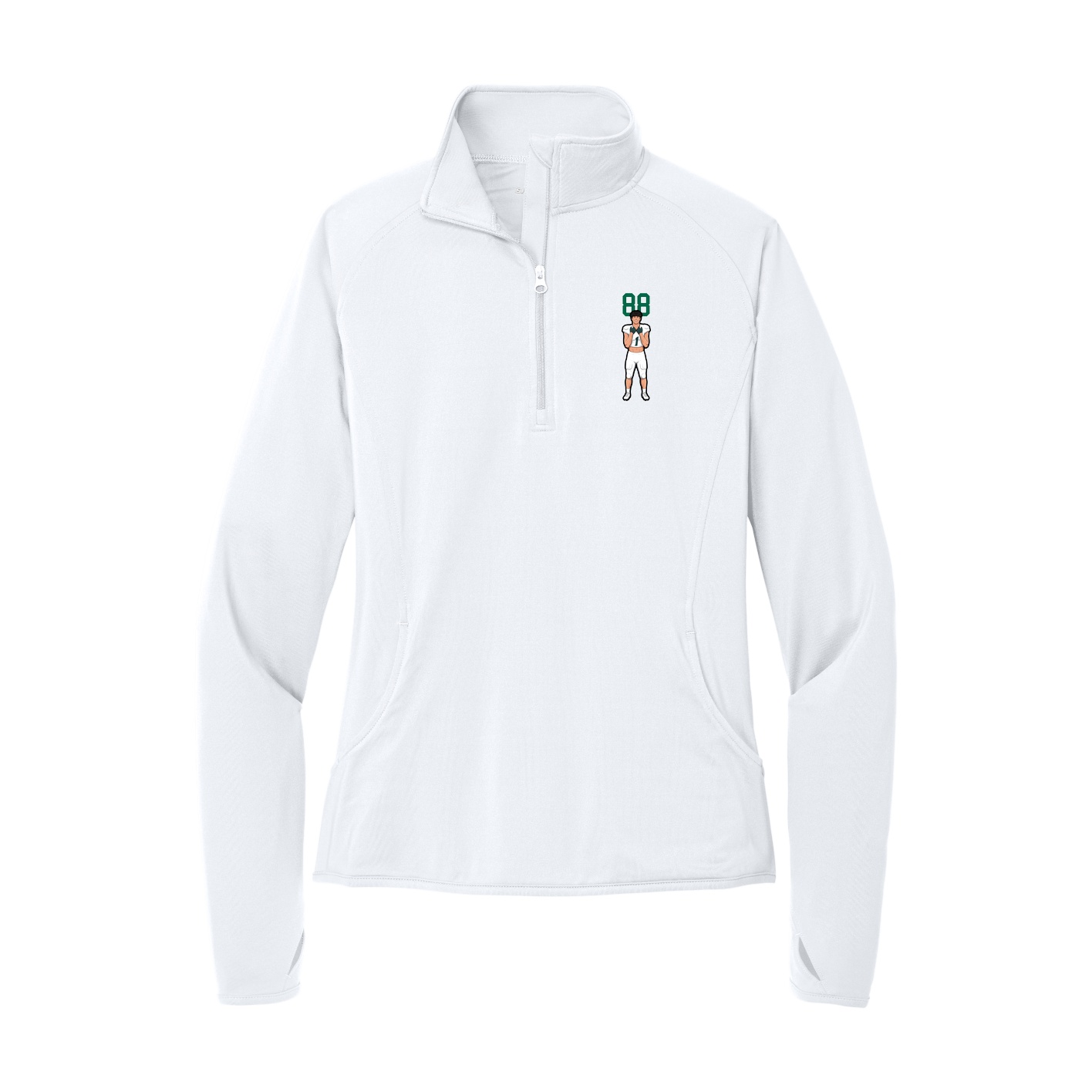 Women's Q-Zip Pullover — Number Top in White