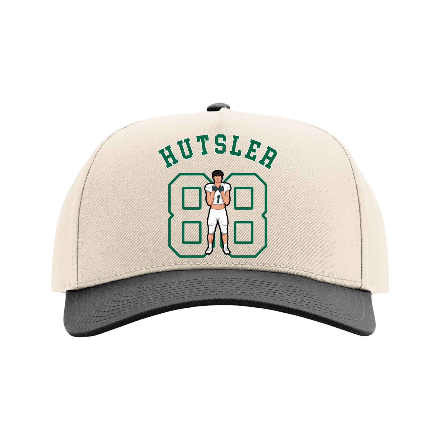 Full Fabric Five-Panel Champ Cap — Shirsey Arch in Cream/Black