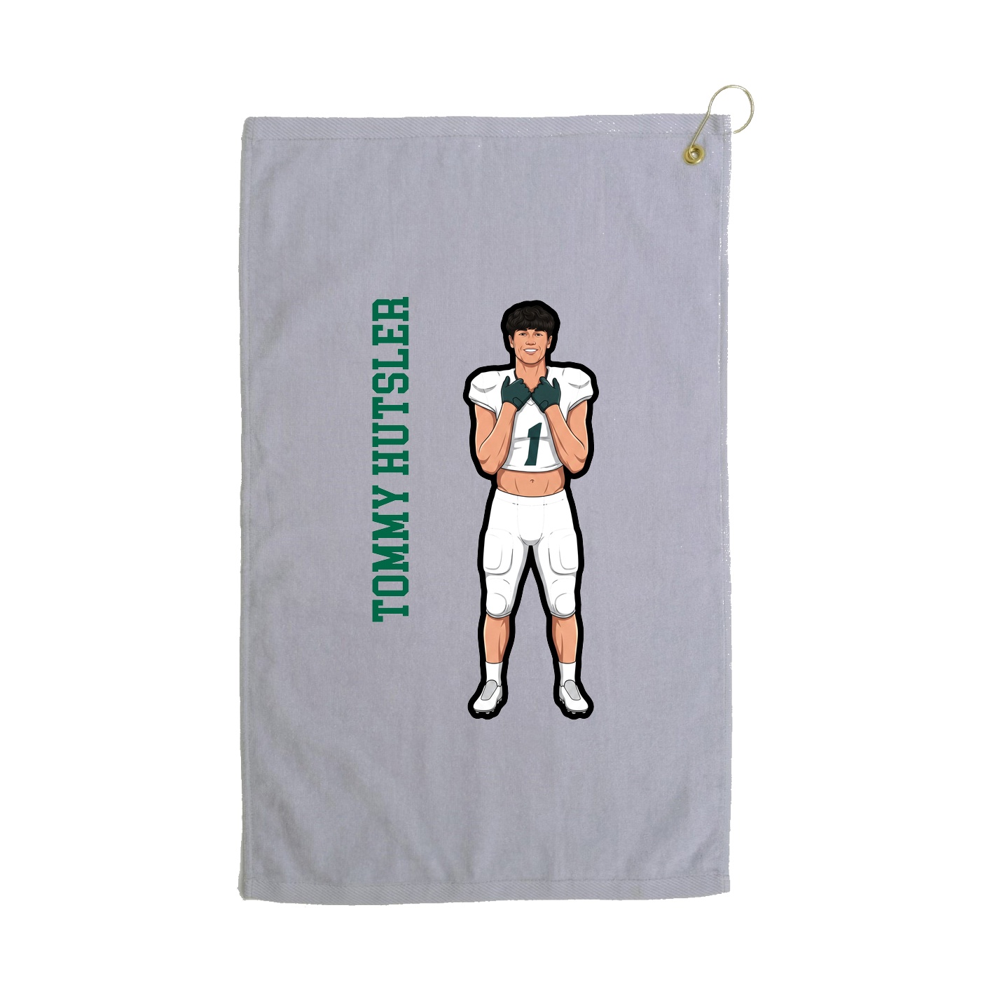 Golf Towel — Name Vertical in Grey