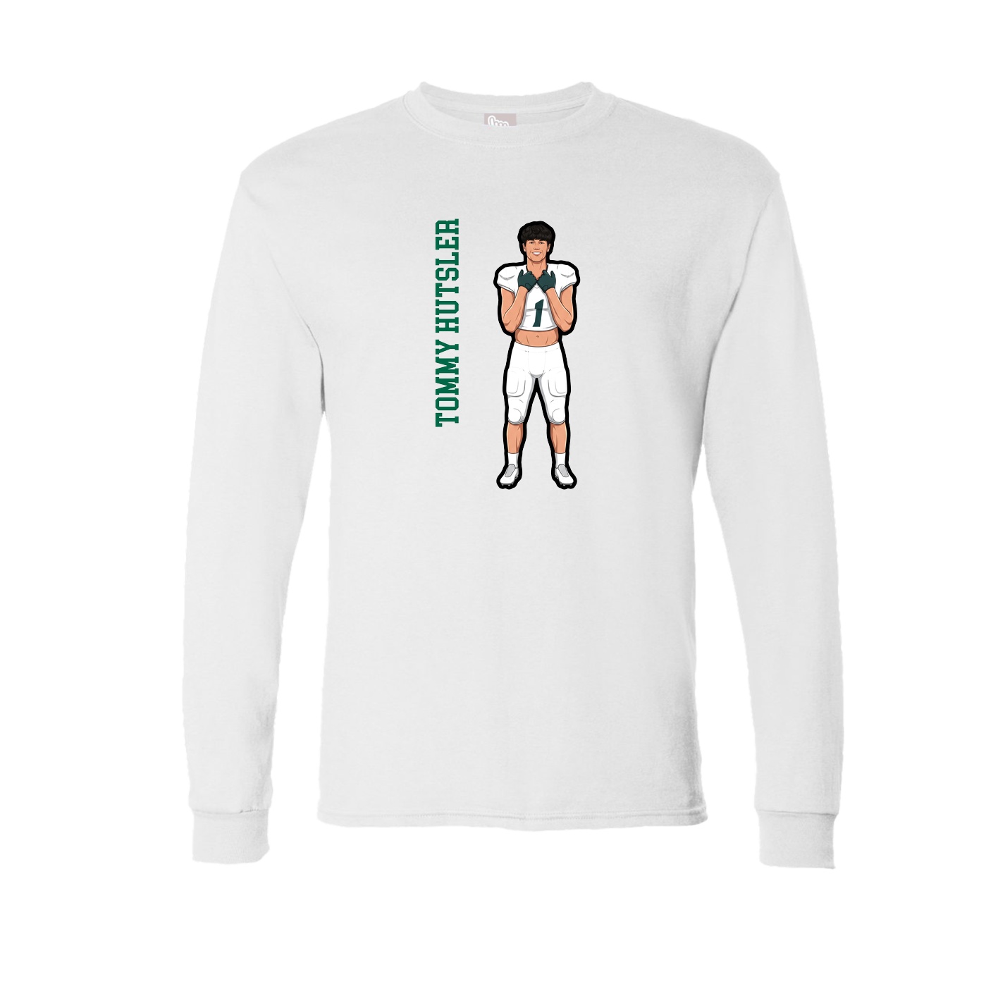 Long Sleeve Tee — Name Vertical in White