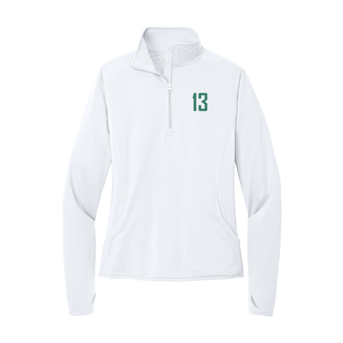 Women's Q-Zip Pullover — Front Shirsy in White