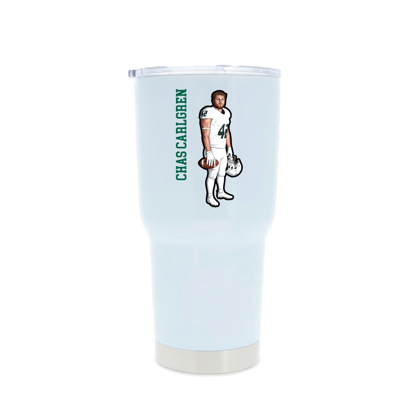 30oz Stainless Steel Tumbler — Name Vertical in White