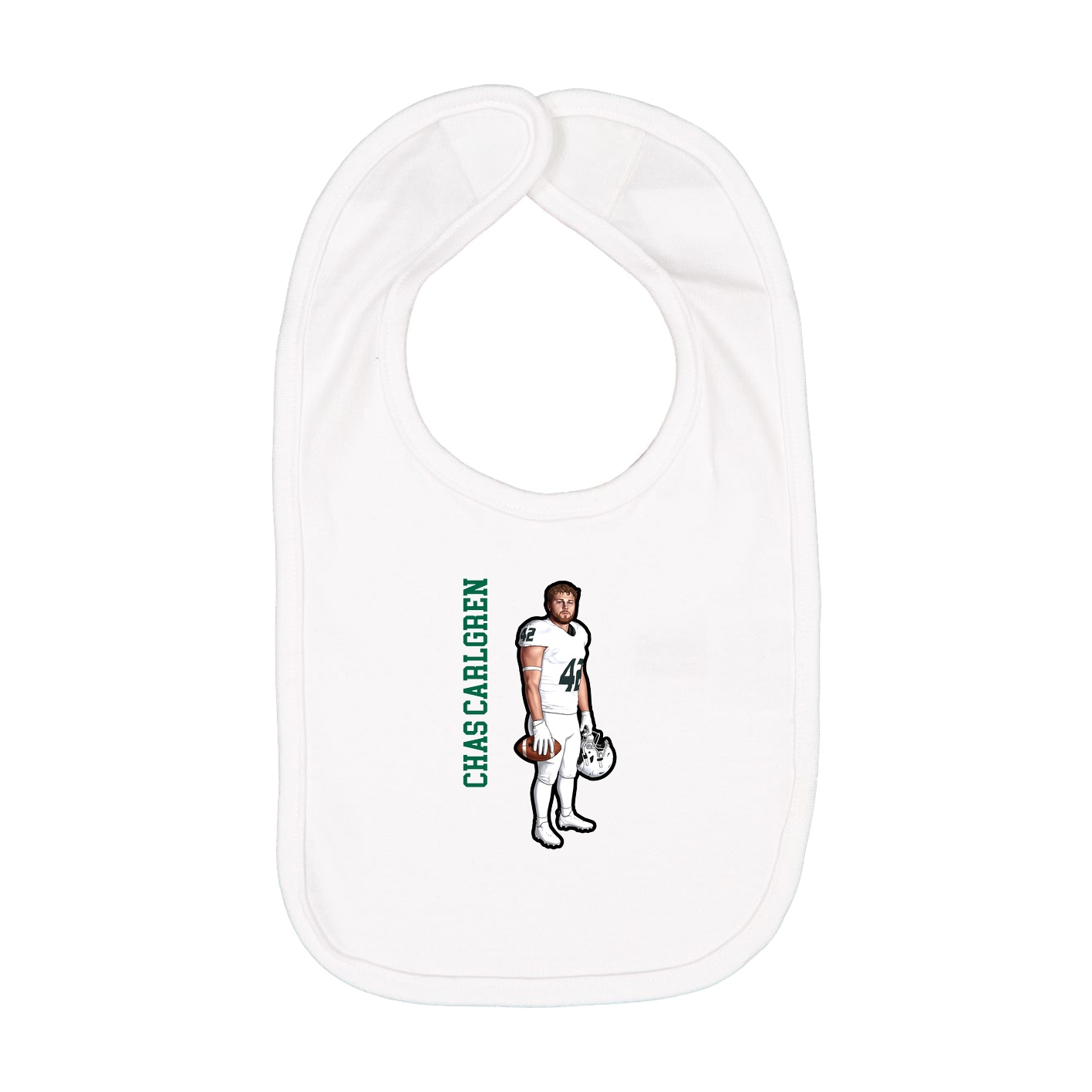 Infant Bib — Name Vertical in White