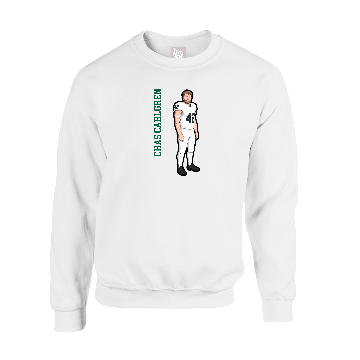 Fleece Crew — Name Vertical in White