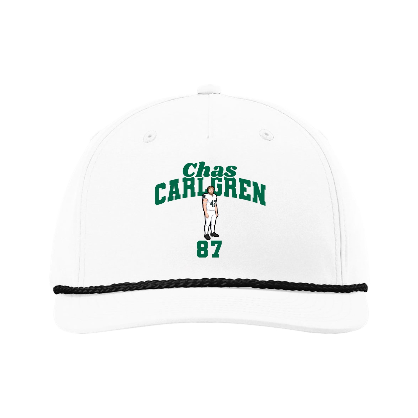 Five-Panel Classic Rope Cap — Signature Arch in White