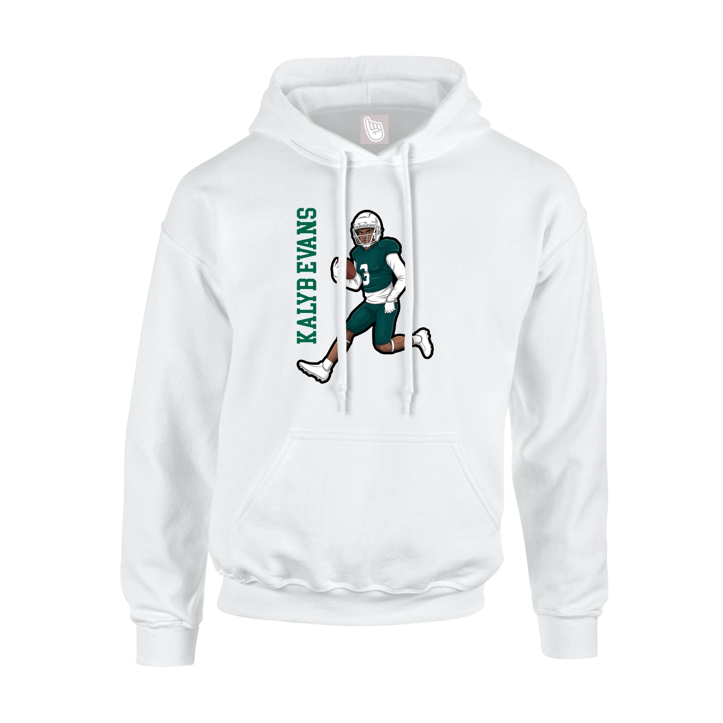 Youth Hoodie — Name Vertical in White