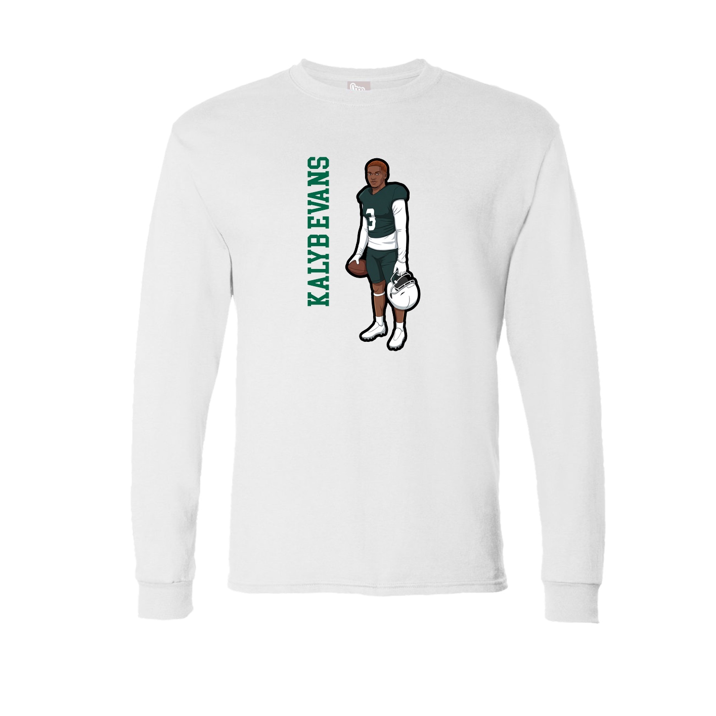 Long Sleeve Tee — Name Vertical in White