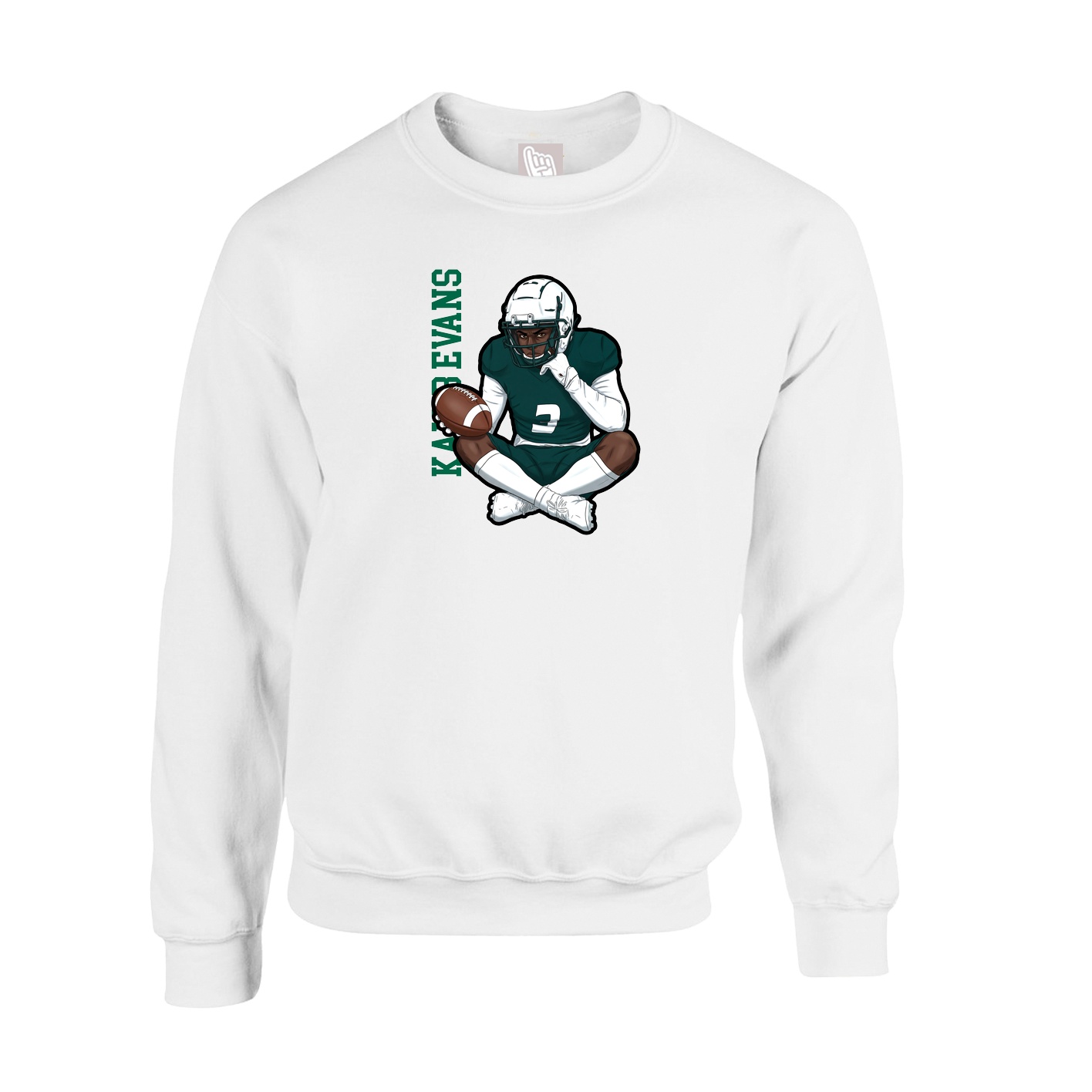 Fleece Crew — Name Vertical in White