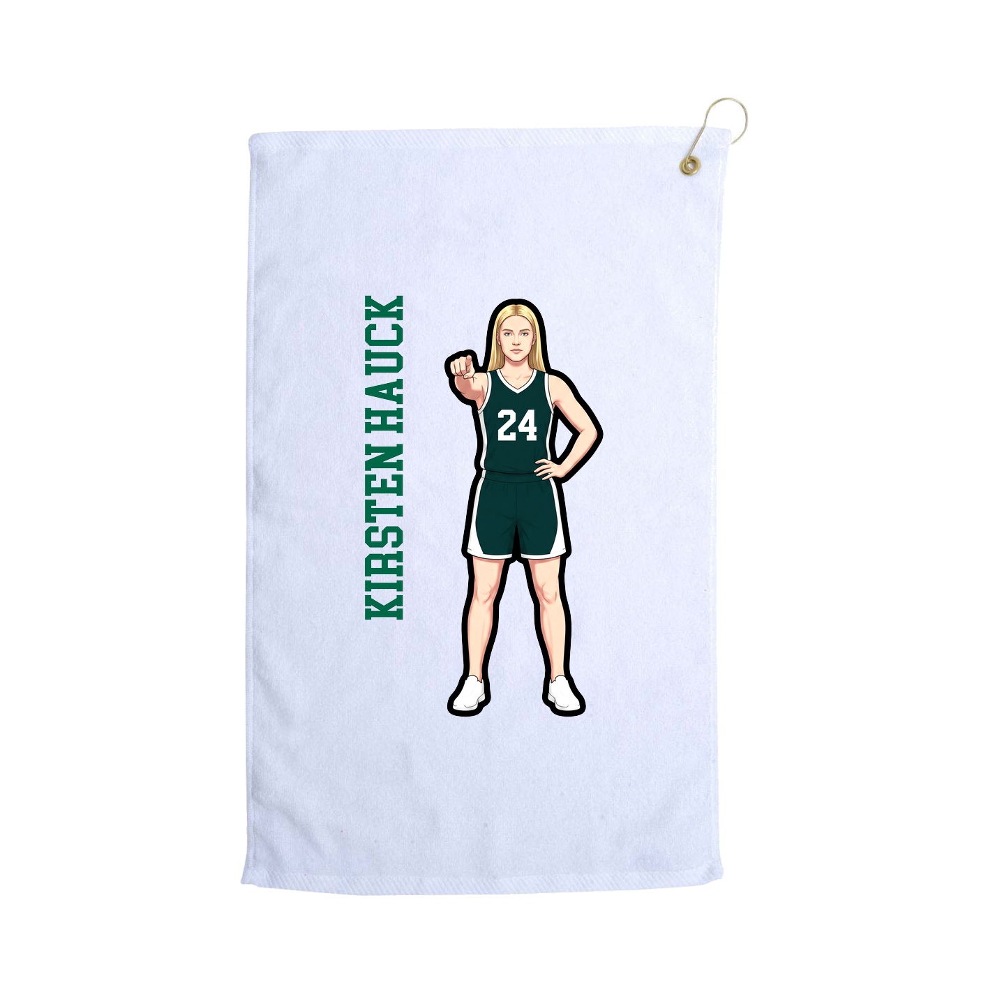 Golf Towel — Name Vertical in White