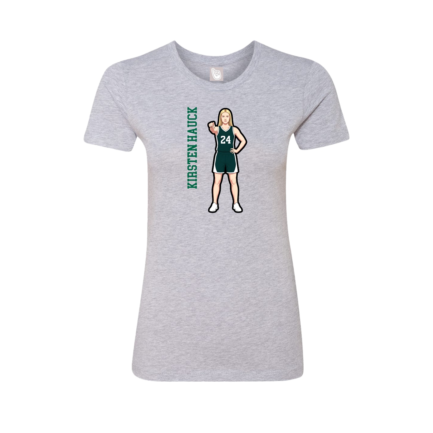 Fitted Women's Tee — Name Vertical in Grey