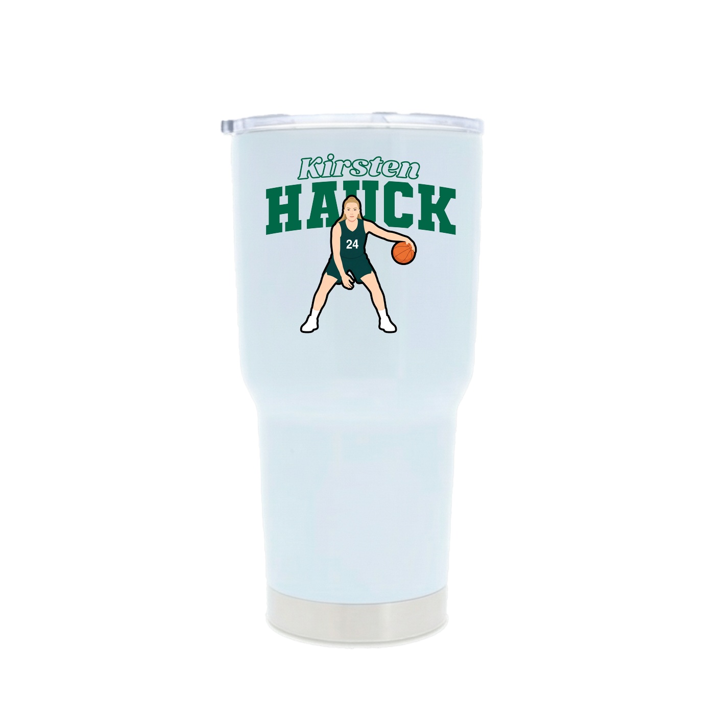 30oz Stainless Steel Tumbler — Name Arch in White