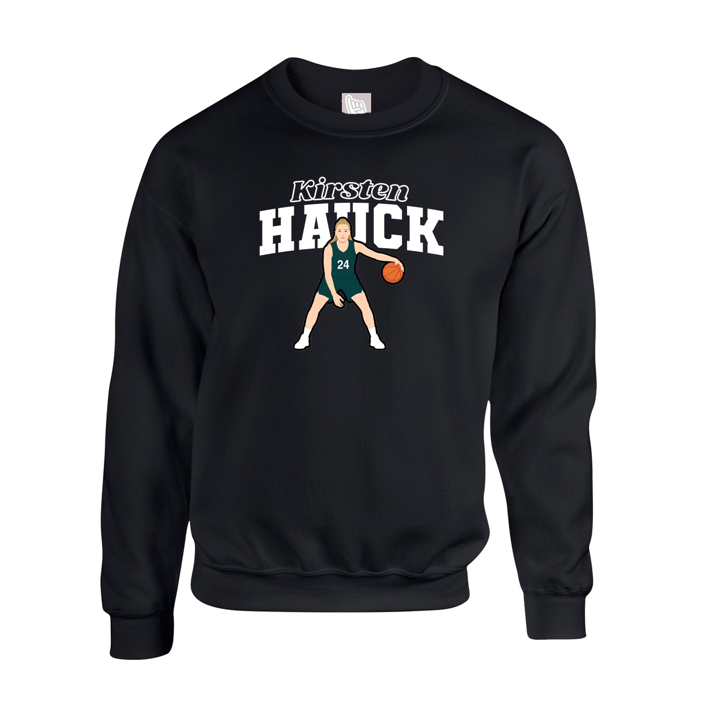 Fleece Crew — Name Arch in Black