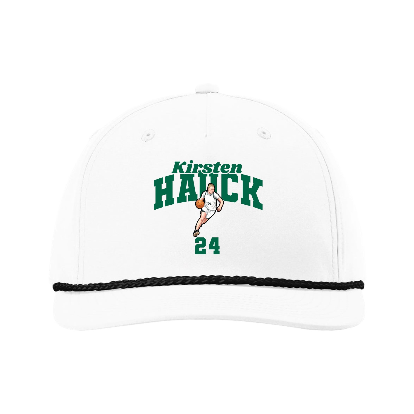 Five-Panel Classic Rope Cap — Signature Arch in White