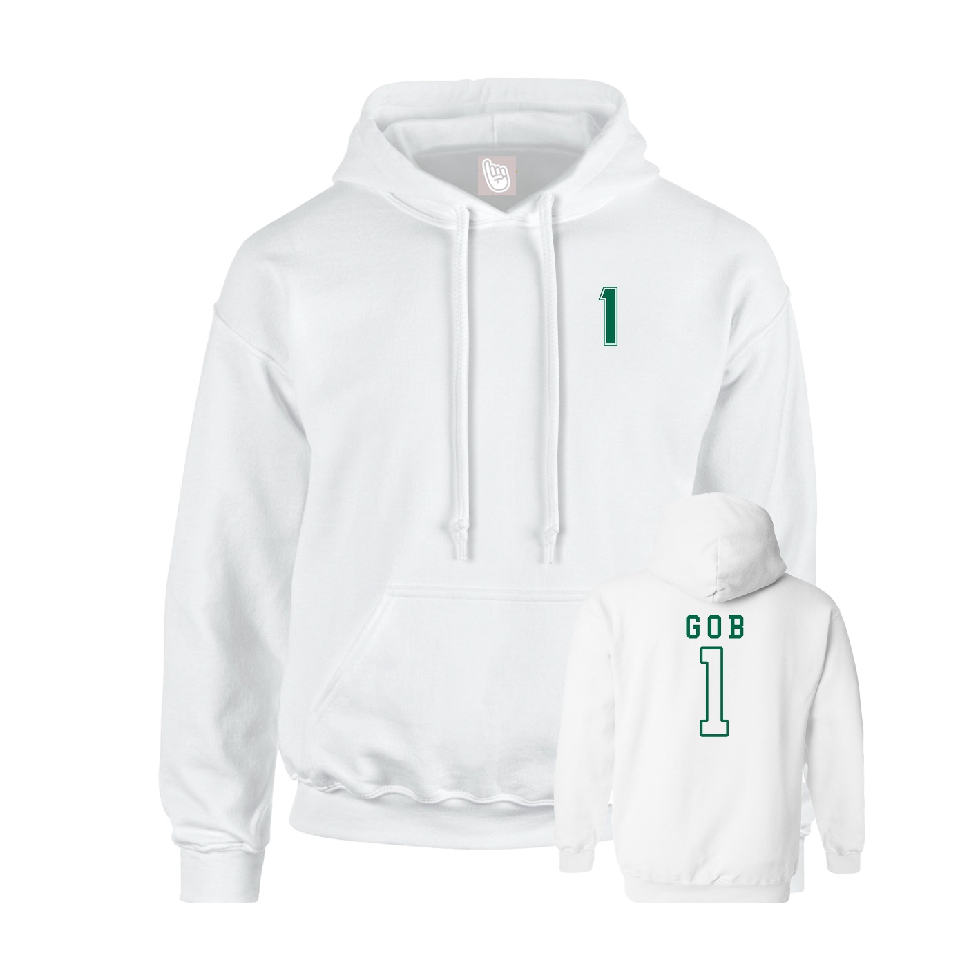 Hoodie — Chest Back in White