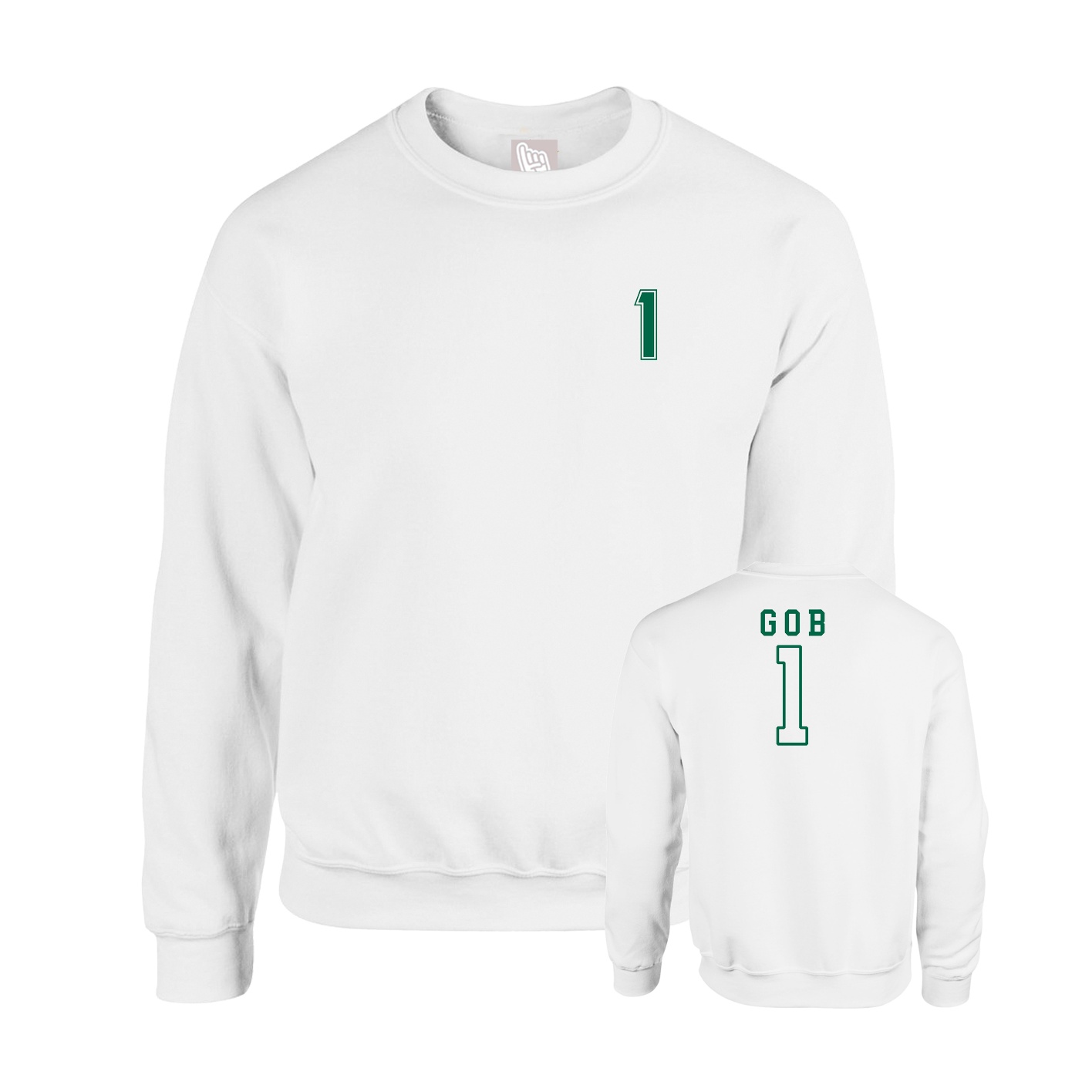 Fleece Crew — Chest Back in White