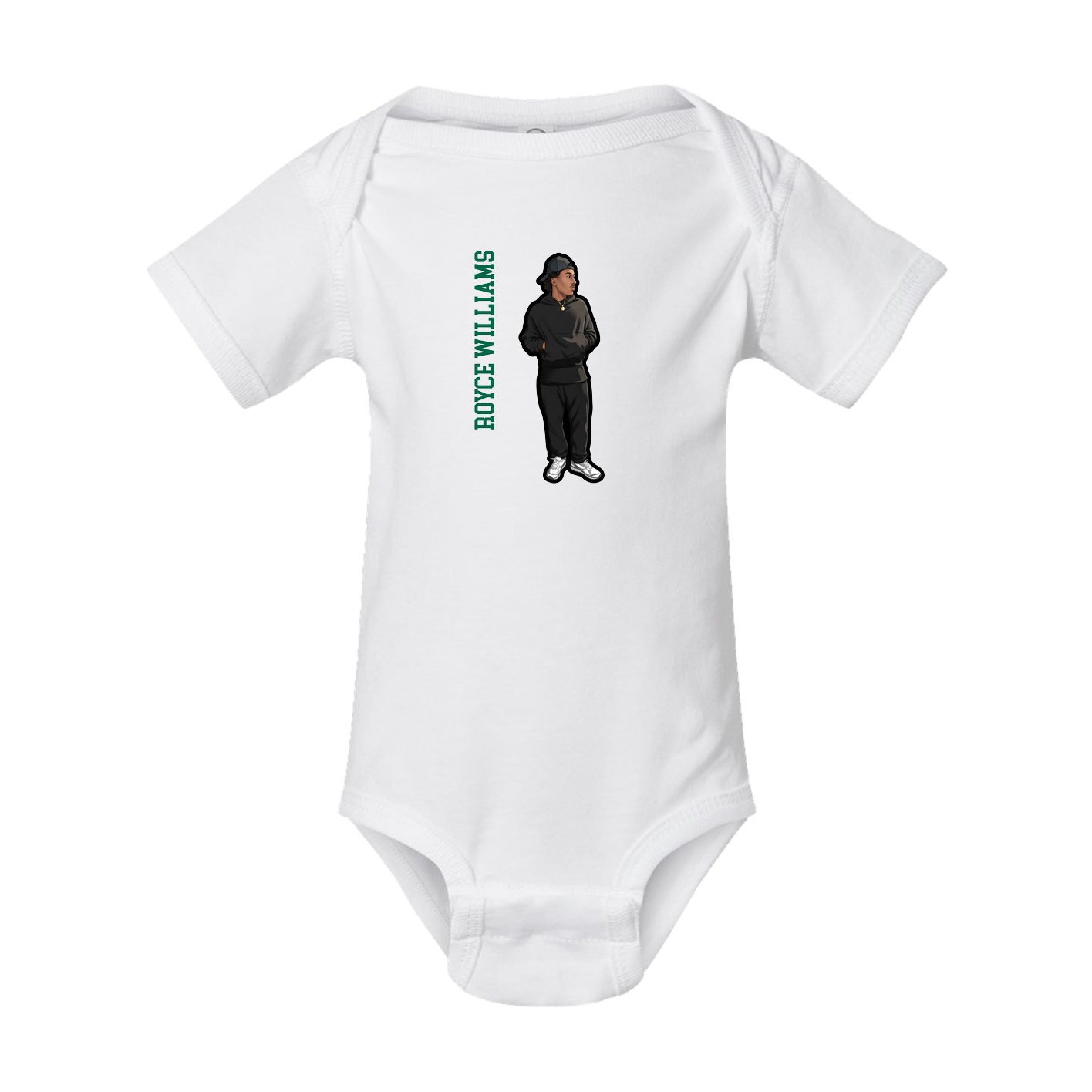 Baby Onesie — Name Vertical in White
