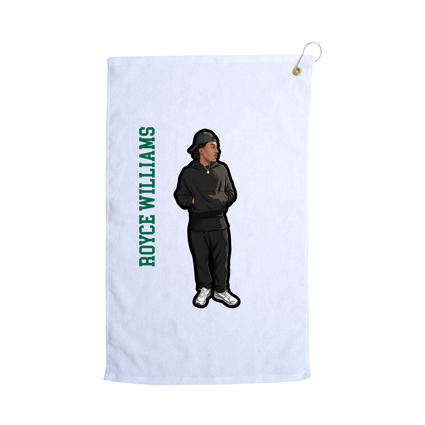 Golf Towel — Name Vertical in White