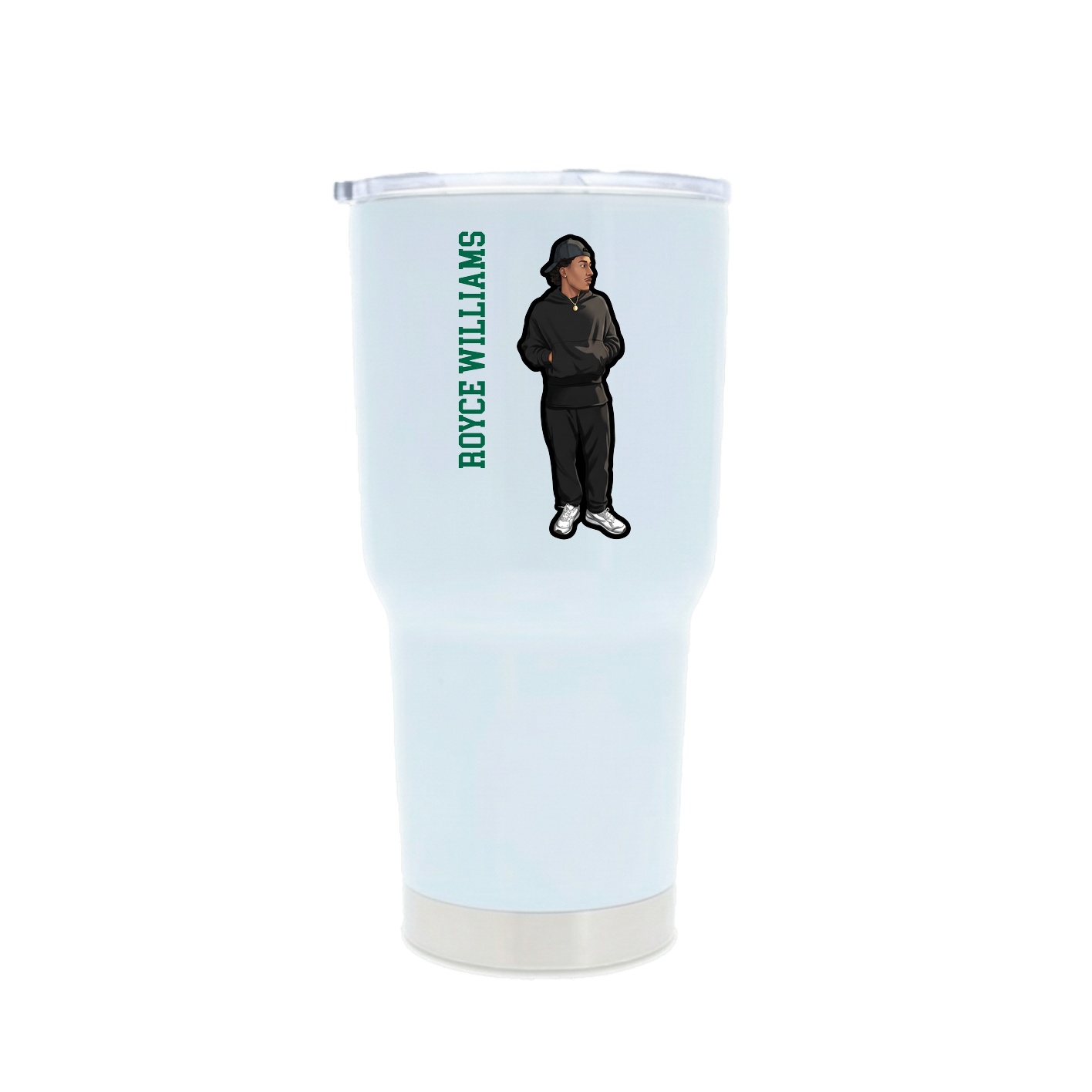 30oz Stainless Steel Tumbler — Name Vertical in White