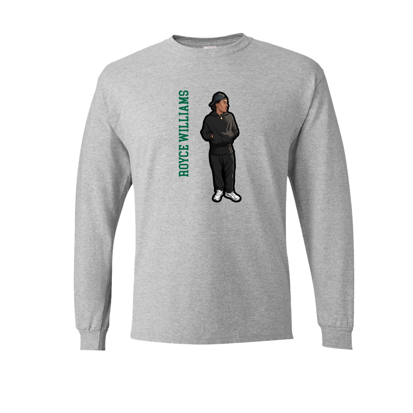 Long Sleeve Tee — Name Vertical in Grey