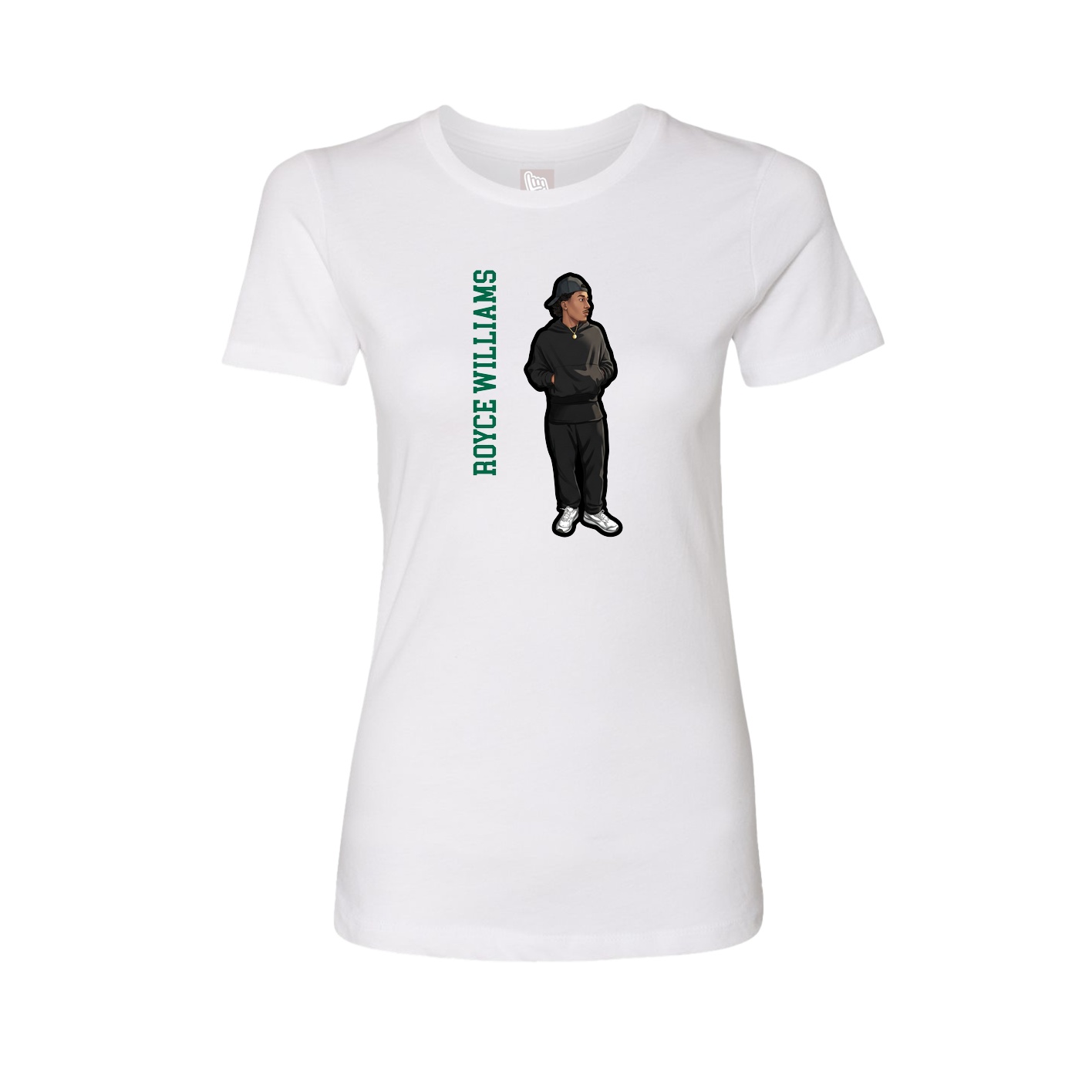 Fitted Women's Tee — Name Vertical in White