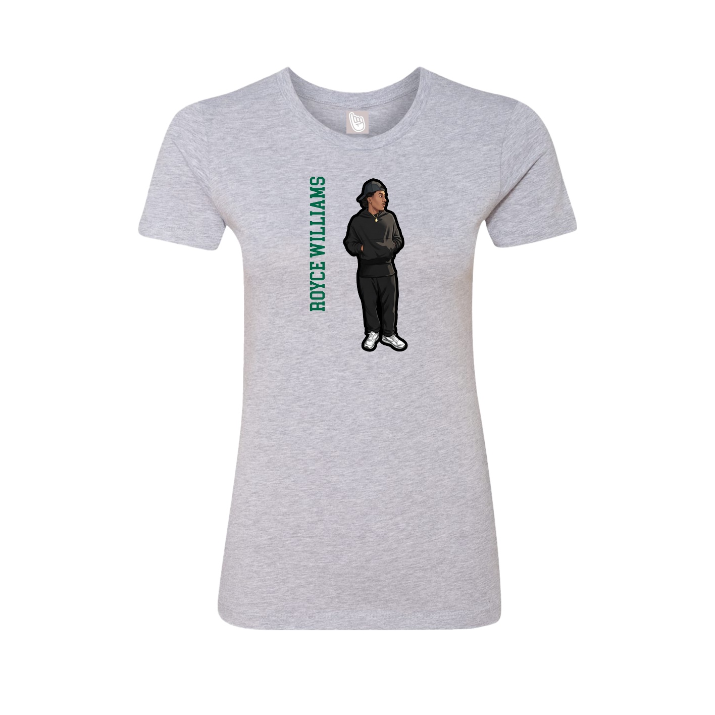 Womens Tee — Name Vertical in Grey
