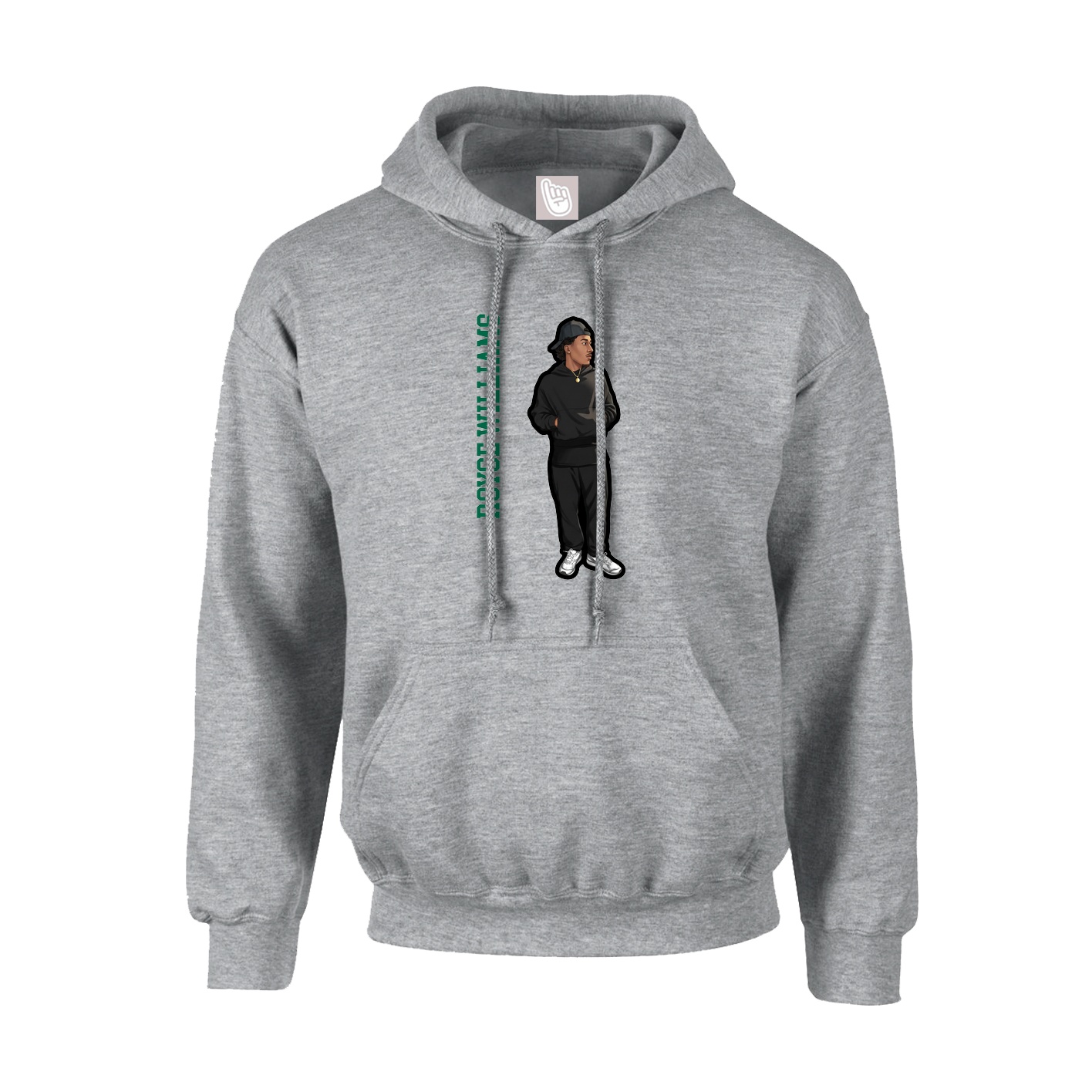 Hoodie — Name Vertical in Grey