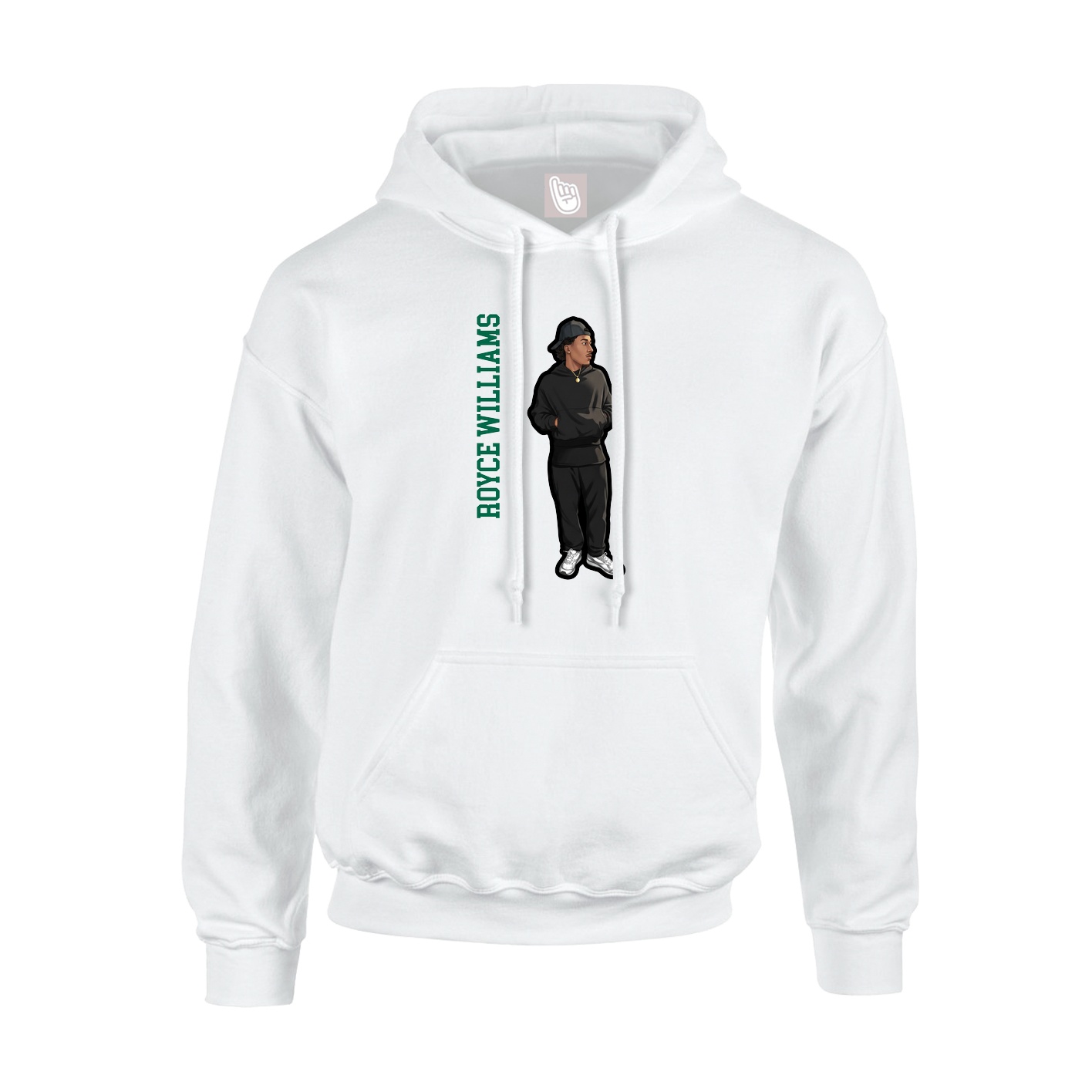 Youth Hoodie — Name Vertical in White