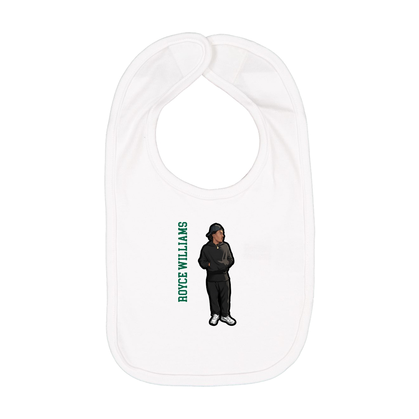 Infant Bib — Name Vertical in White