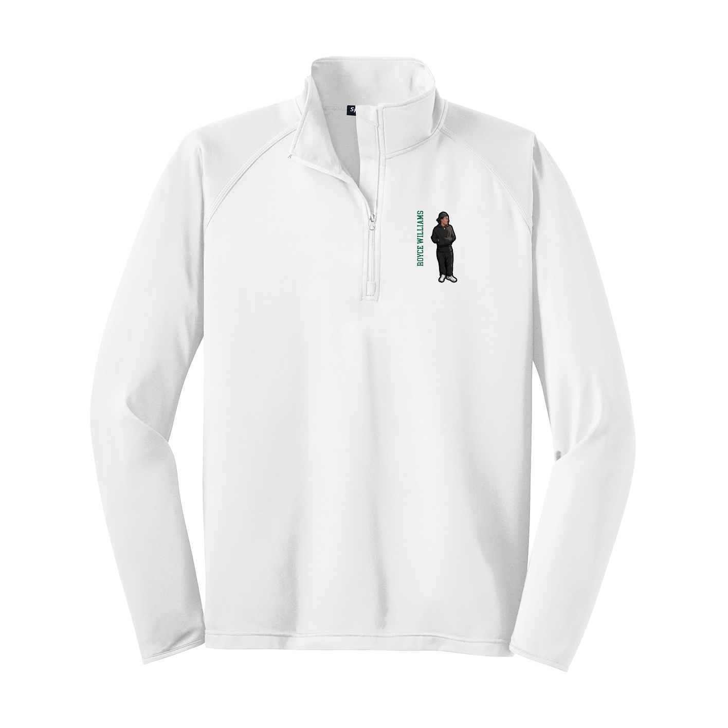 Q-Zip Pullover — Name Vertical in White
