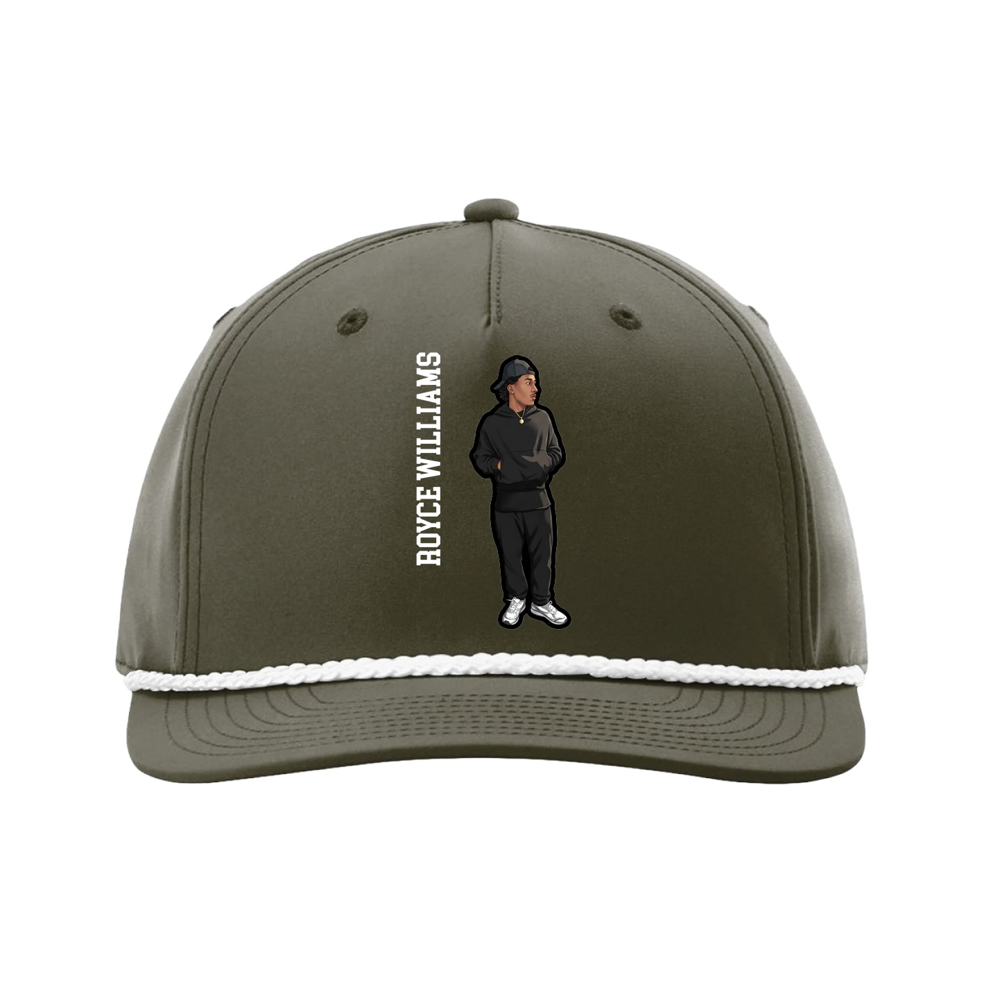 Five-Panel Classic Rope Cap — Name Vertical in Green